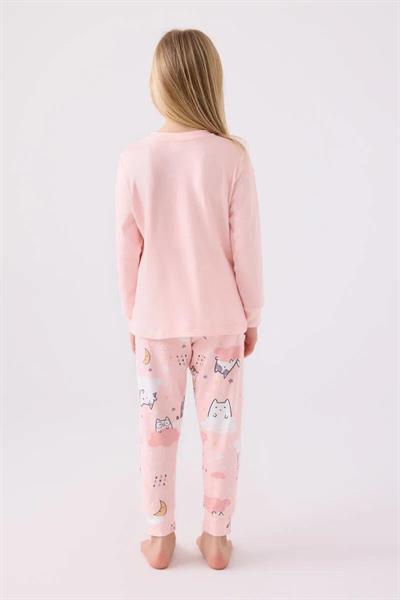 RP3461-2 KEDİLİ PİJAMA TAKIMI 2/8 KIZ ROLLY Pembe