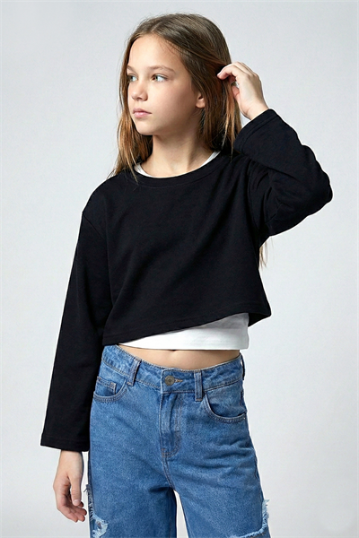 Dmb Kız Çocuk 2Li Bluz 9-14 Yaş Siyah