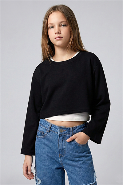 Dmb Kız Çocuk 2Li Bluz 9-14 Yaş Siyah