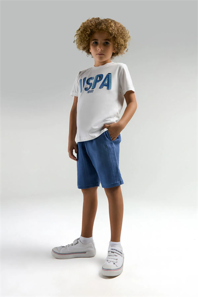 U.S Polo Erkek Çocuk Şortlu Takım 4-15 Yaş Beyaz