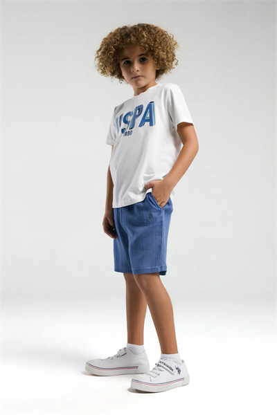 U.S Polo Erkek Çocuk Şortlu Takım 4-15 Yaş Beyaz