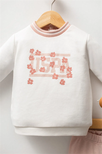 U.S Polo Kız Bebek takım 6-36 Ay Ekru