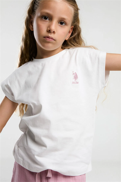 U.S Polo Kız Çocuk Şortlu Takım 4-15 Yaş Beyaz
