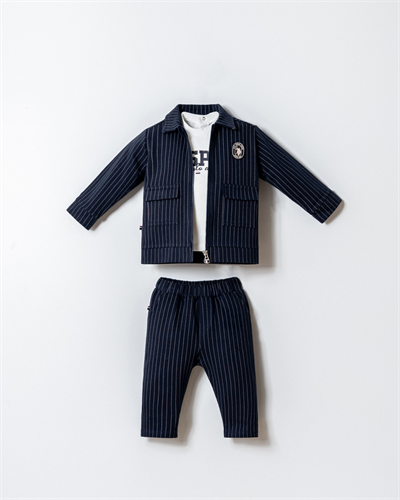 U.S. Polo Assn Erkek Bebek 3Lü Pantolonlu Takım 6-36 Ay Lacivert