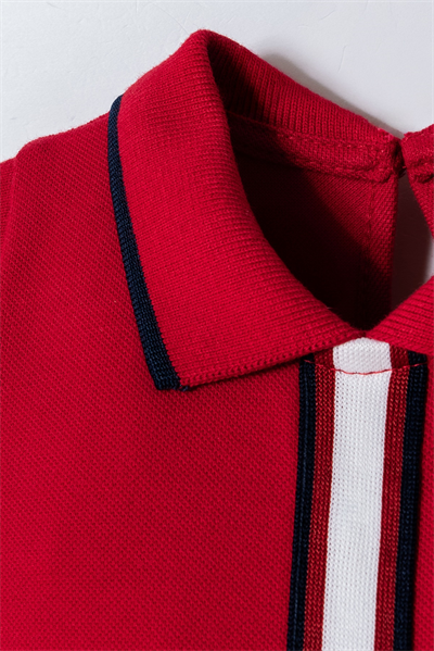 U.S. Polo Assn Kız Bebek Çizgi Detaylı Polo Pike Elbise 6-36 Ay Kırmızı