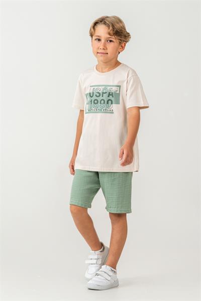 U.S. Polo Assn Erkek Çocuk Şortlu Takım  4-15 Yaş Bej