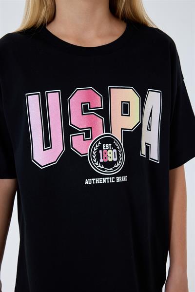 U.S. Polo Assn Kız Çocuk Baskılı Taytlı Takım 4-15 Yaş Siyah