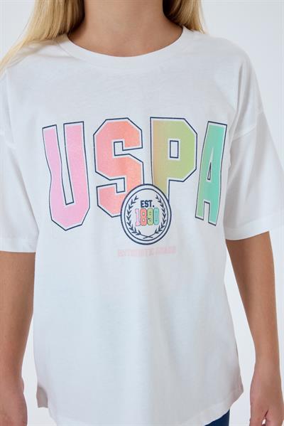 U.S. Polo Assn Kız Çocuk Baskılı Taytlı Takım 4-15 Yaş Beyaz