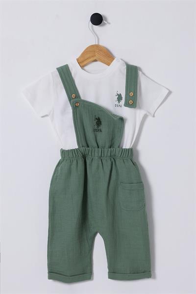 U.S.Polo Erkek Bebek Müslin Salopet 6-36 Ay Yeşil