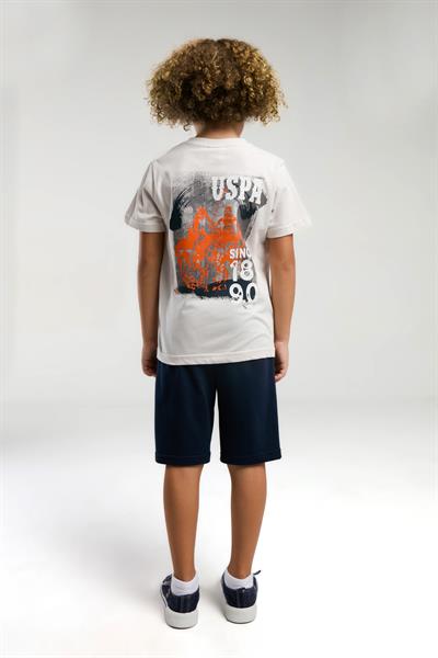 U.S. Polo Erkek Çocuk Sırt Baskılı Şortlu Takım 4-15 Yaş TAŞ