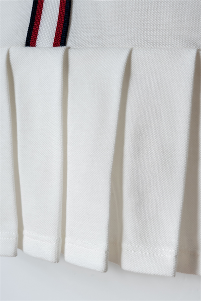 U.S. Polo Assn Kız Bebek Çizgi Detaylı Polo Pike Elbise 6-36 Ay Beyaz