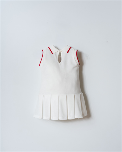 U.S. Polo Assn Kız Bebek Çizgi Detaylı Polo Pike Elbise 6-36 Ay Beyaz