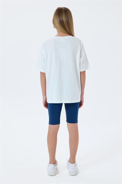 U.S. Polo Assn Kız Çocuk Baskılı Taytlı Takım 4-15 Yaş Beyaz