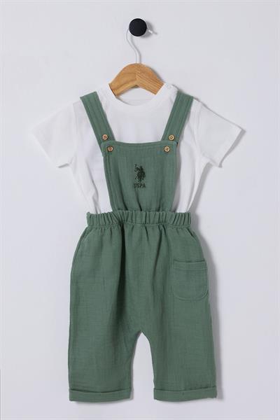 U.S.Polo Erkek Bebek Müslin Salopet 6-36 Ay Yeşil