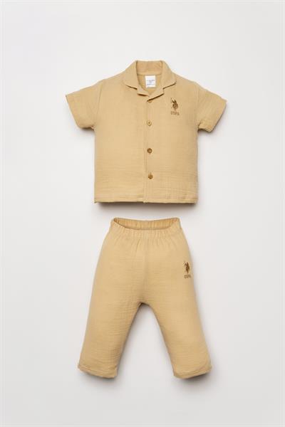 U.S. Polo Assn Erkek Bebek Müslin Takım 6-36 Ay Bej