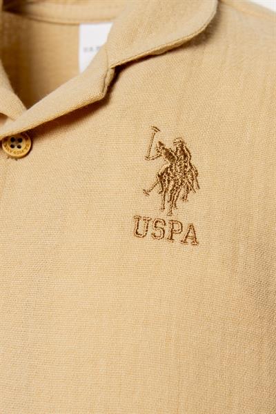 U.S. Polo Assn Erkek Bebek Müslin Takım 6-36 Ay Bej