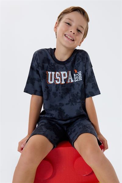 U.S. Polo Assn Erkek Çocuk Batik Şortlu Takım  4-15 Yaş Füme