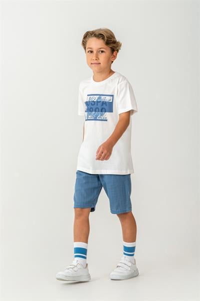 U.S. Polo Assn Erkek Çocuk Şortlu Takım  4-15 Yaş Beyaz
