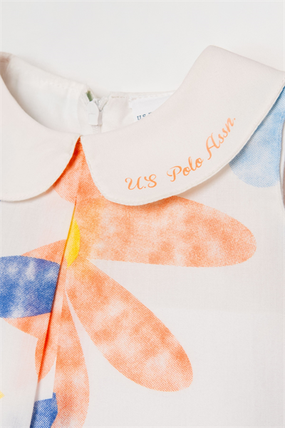 U.S. Polo Assn Kız Bebek Baskılı Elbise 6-36 Ay Beyaz