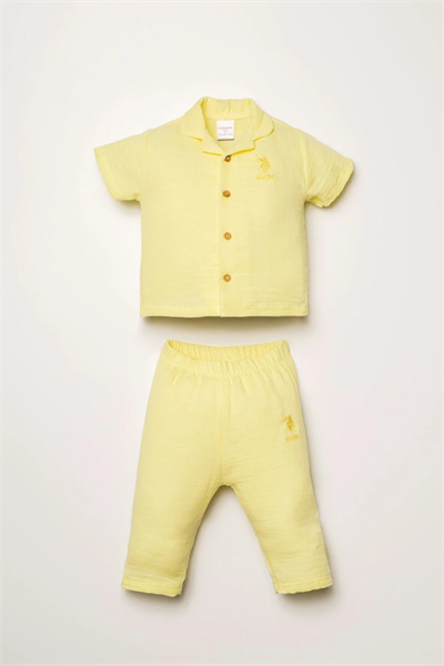 U.S. Polo Assn Kız Bebek Müslin Pantolonlu Takım 6-36 Ay Sarı
