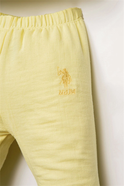U.S. Polo Assn Kız Bebek Müslin Pantolonlu Takım 6-36 Ay Sarı
