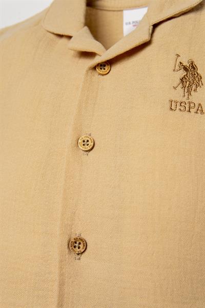 U.S. Polo Assn Erkek Bebek Müslin Takım 6-36 Ay Bej