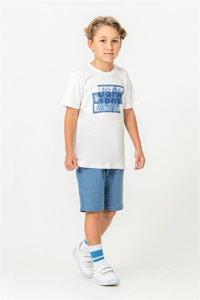 U.S. Polo Assn Erkek Çocuk Şortlu Takım  4-15 Yaş Beyaz