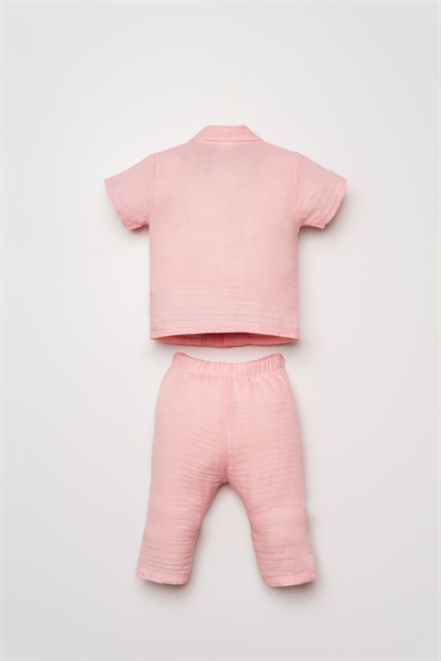 U.S. Polo Assn Kız Bebek Müslin Pantolonlu Takım 6-36 Ay Pudra