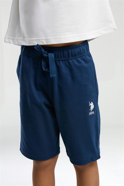 U.S. Polo Erkek Çocuk Sırt Baskılı Şortlu Takım 4-15 Yaş Beyaz