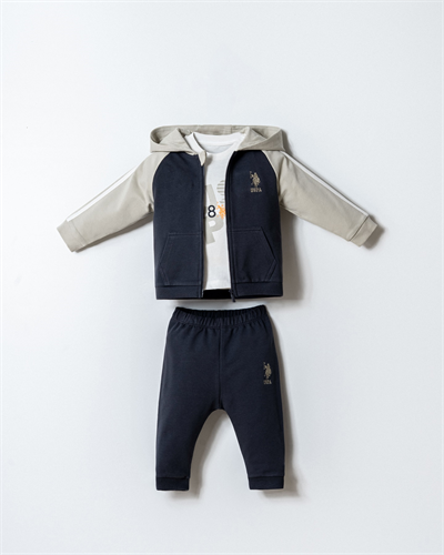 U.S. Polo Assn. Erkek Bebek 3Lü Eşofman Takım 6-36 Ay Gri