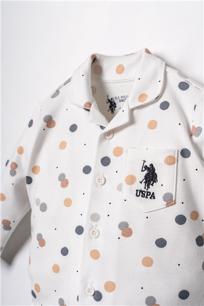 U.S. Polo Assn. Erkek Bebek Gömlek Pijama Takımı 6-36 Ay Beyaz