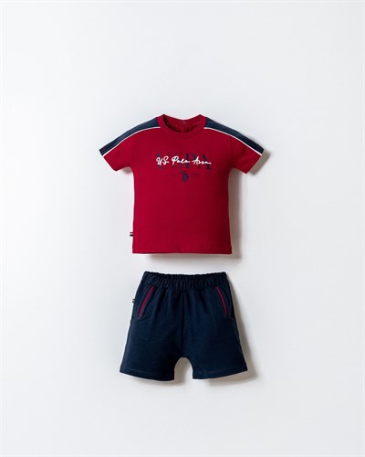 U.S. Polo Assn. Erkek Bebek Şortlu Takım 6-36 Ay Kırmızı