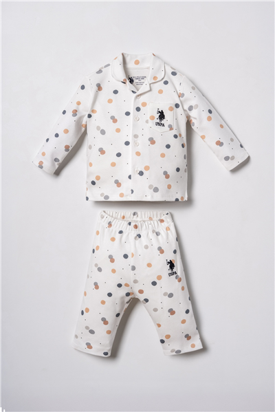 U.S. Polo Assn. Erkek Bebek Gömlek Pijama Takımı 6-36 Ay Beyaz