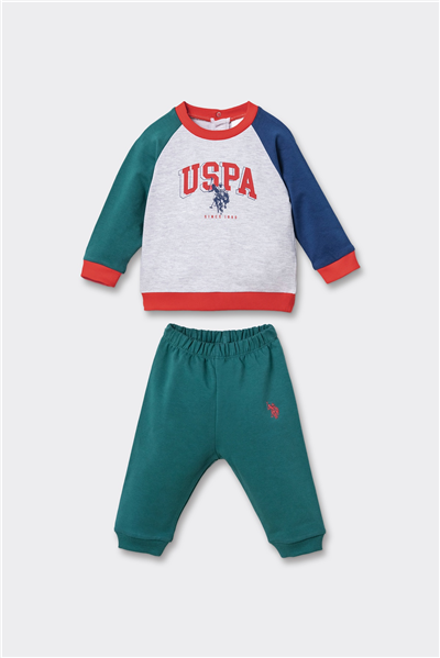 U.S. Polo Assn. Erkek Bebek Baskılı EşofmanTakım 6-36 Ay Gri