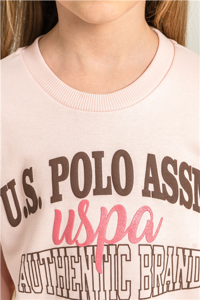 U.S. Polo Assn. Kız Çocuk Baskılı EşofmanTakım 4-14 Yaş Somon