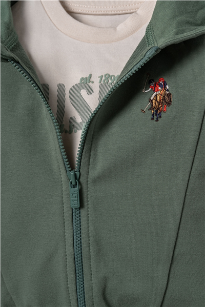 U.S. Polo Assn. Erkek Bebek Nakışlı Yeşil Hırkalı Eşofman Takım 6-36 Ay Yeşil