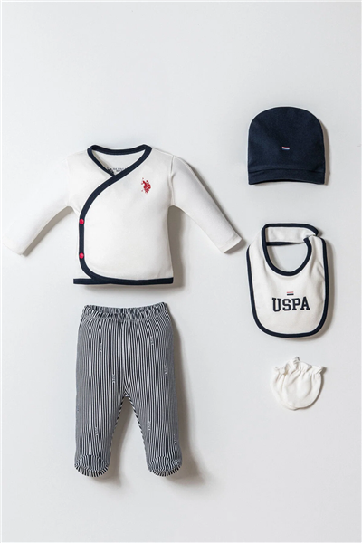 U.S. Polo Assn. Erkek Bebek Bisiklet Yaka Nakışlı Yazlık Regular Fit Hastane Çıkışı Beyaz