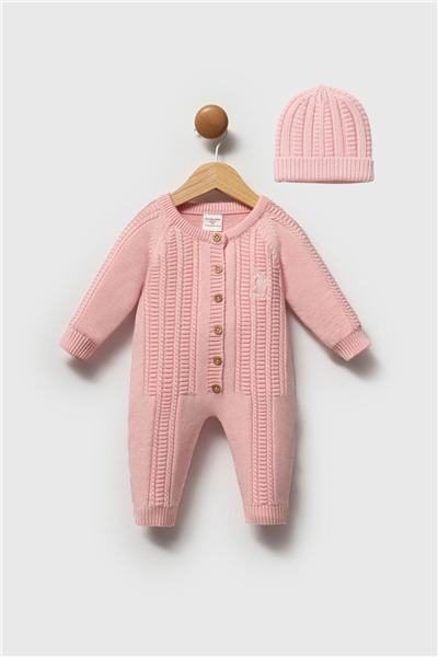 U.S. Polo Assn. Kız Bebek  Regular Fit Tulum 03-12 Ay Pembe
