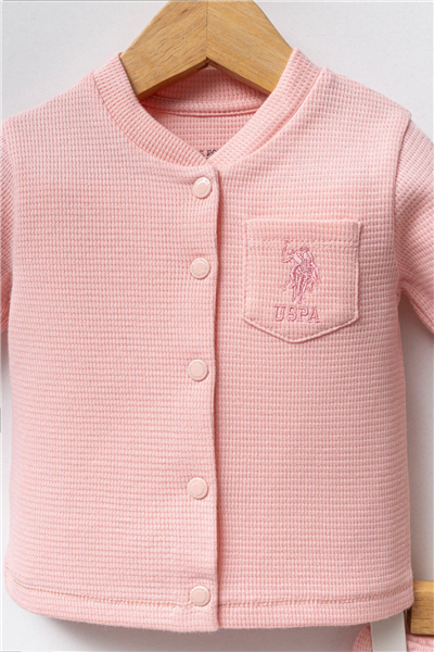 U.S. Polo Assn. Kız Bebek Pamuklu Örme Takımı 03-9 Ay Pembe