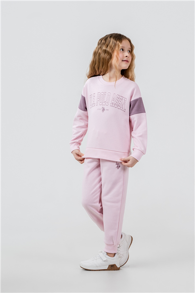 U.S. Polo Assn. Kız Çocuk Baskılı EşofmanTakım 9-14 Yaş Pembe