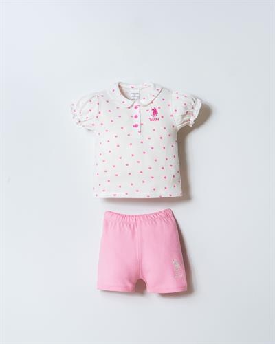 U.S. Polo Assn. Kız Bebek Şort Takım 6-36 Ay Beyaz