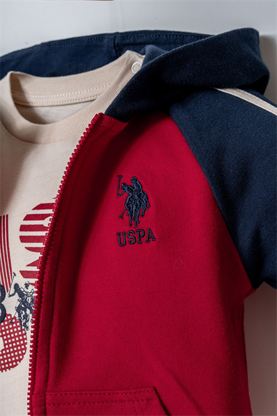 U.S. Polo Assn. Erkek Bebek 3Lü Eşofman Takım 6-36 Ay Kırmızı