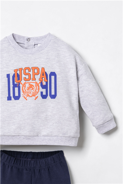 U.S. Polo Assn. Baskılı Erkek Bebek Eşofman Takım 6-36 Ay Gri