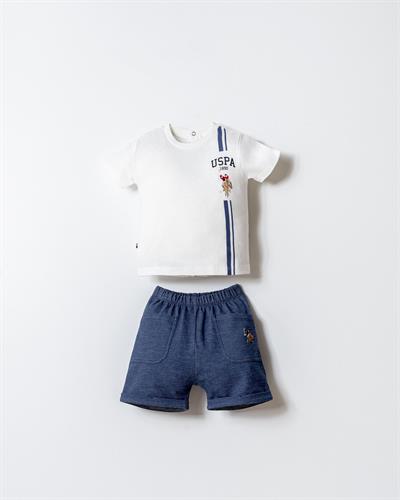 U.S. Polo Assn. Erkek Bebek Şort Takım 6-36 Ay Beyaz