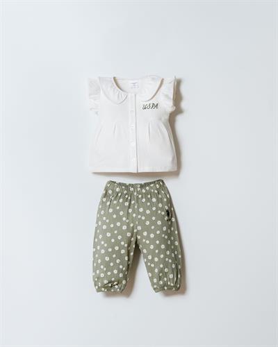 U.S. Polo Assn. Kız Bebek Şort Takım 6-36 Ay Beyaz