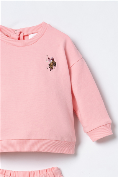 U.S. Polo Assn. Nakışlı Kız Bebek EşofmanTakım 6-36 Ay Pembe