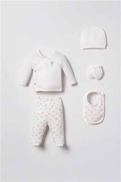 U.S. Polo Assn. Nakışlı Kız Bebek Cute Hearts Hastane Çıkışı 03 Ay Beyaz
