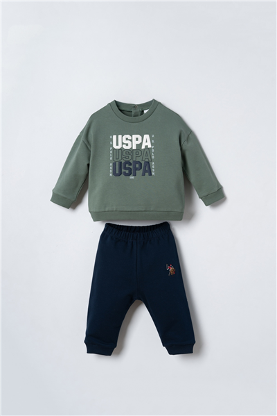 U.S. Polo Assn. Erkek Bebek Baskılı Yeşil Uzun Kol Eşofman Takım 6-36 Ay Yeşil