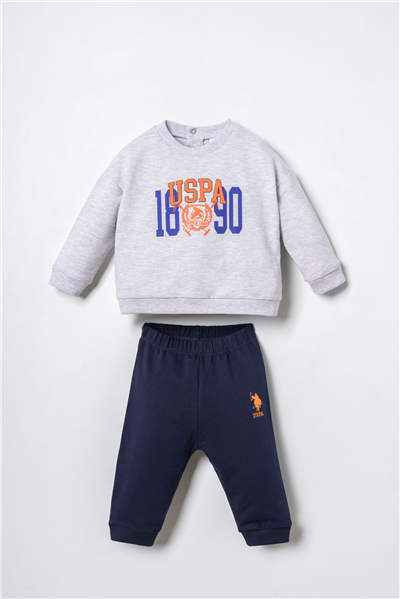 U.S. Polo Assn. Baskılı Erkek Bebek Eşofman Takım 6-36 Ay Gri