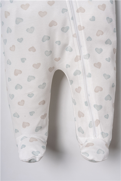 U.S. Polo Assn. Baskılı Kız Bebek %100 Pamuk Cute Hearts Tulum 03-9 Ay Beyaz
